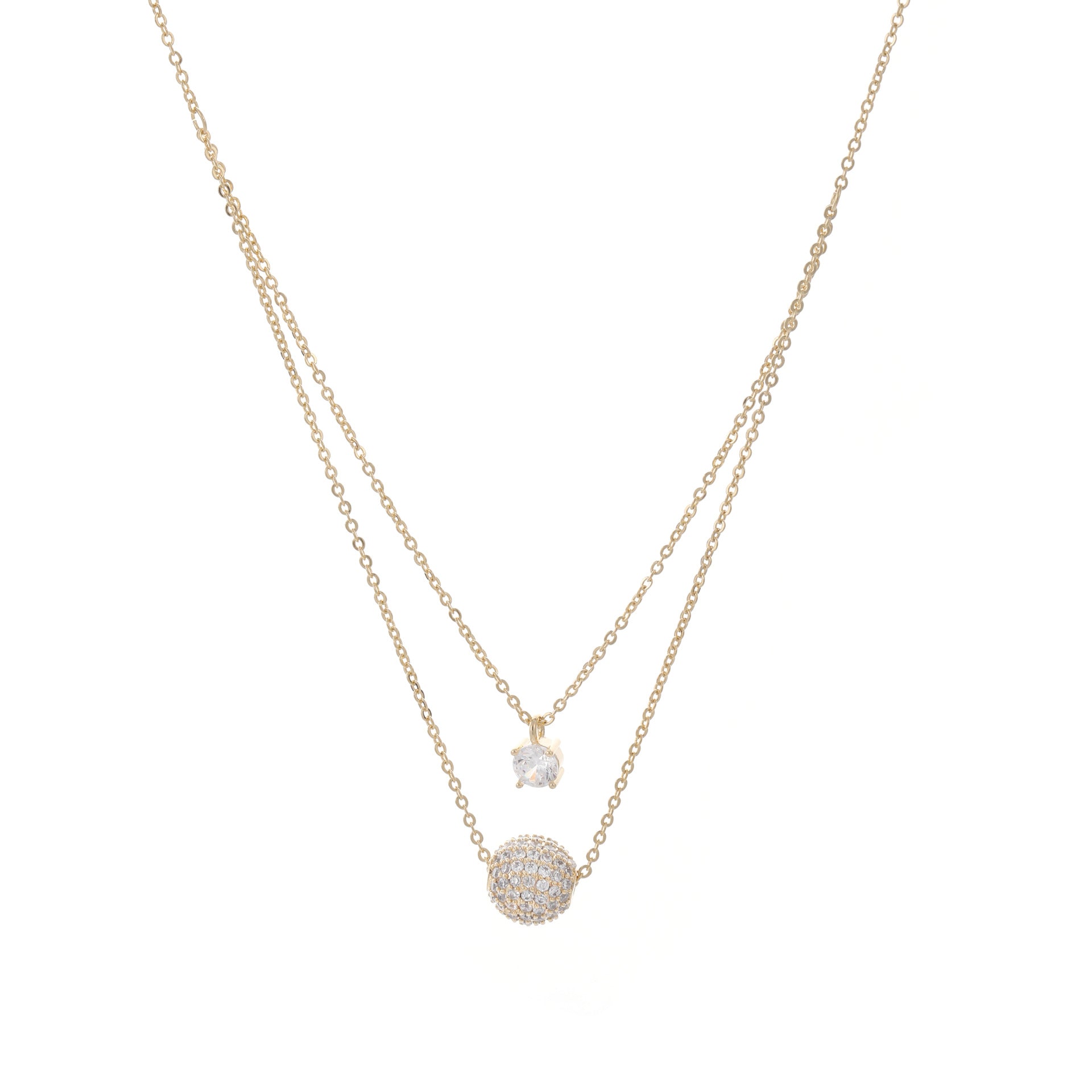 Double Layer Round Sparkling Cubic Zirconia Pendant Necklace, Luxury Niche Designer Elegant All-Match Office Commute Choker Clavicle Jewelry for Women