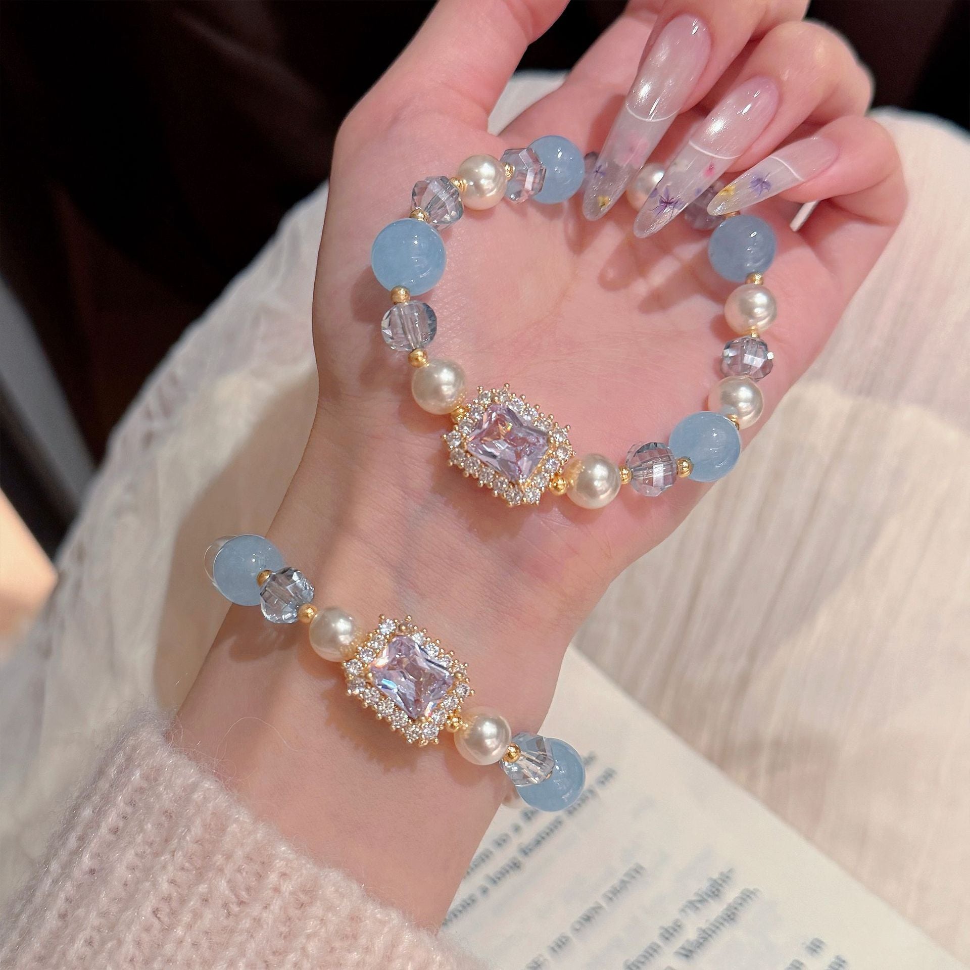 Elegant Crystal Bracelet, Luxury Stylish All-match Women Daily Wrist Jewelry