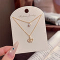 Princess Style Shiny Crown Double Layer Necklace, Luxury Dainty All-match Clavicle Chain Elegant Daily Jewelry