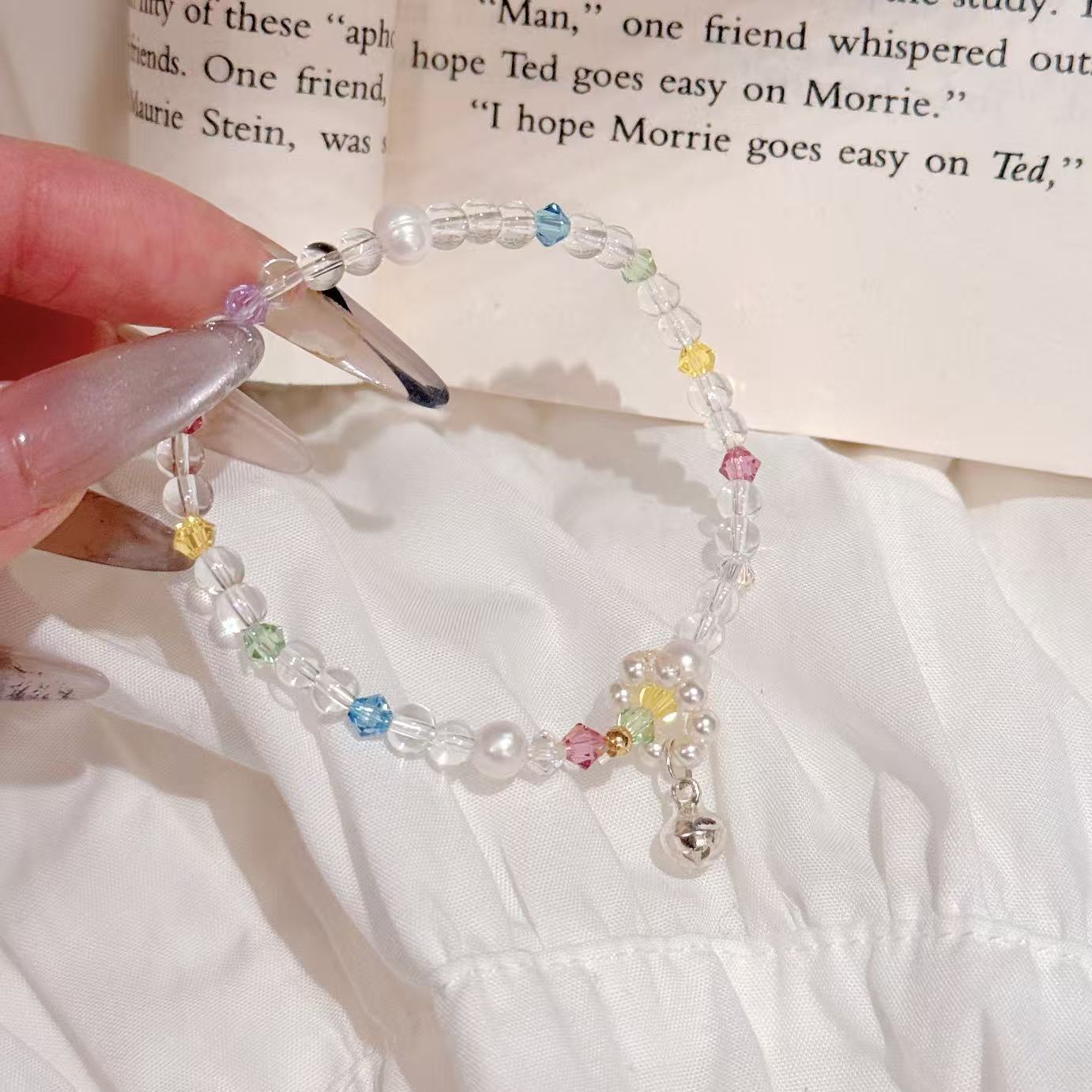 Dopamine Style Swarovski Crystal Beaded Bracelet, Fresh Sweet Luxury Dainty All-match Women Jewelry