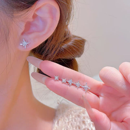 3 Pairs Hexagram Stud Earrings, Ins Style Luxury Ear Jewelry, Trendy Versatile Elegant Earrings for Women