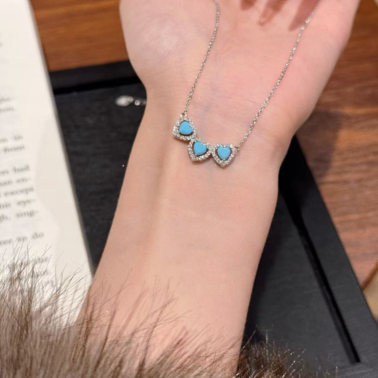 Luxury Turquoise Pearl Flower Jewelry Set Elegant Daily Women Accessory