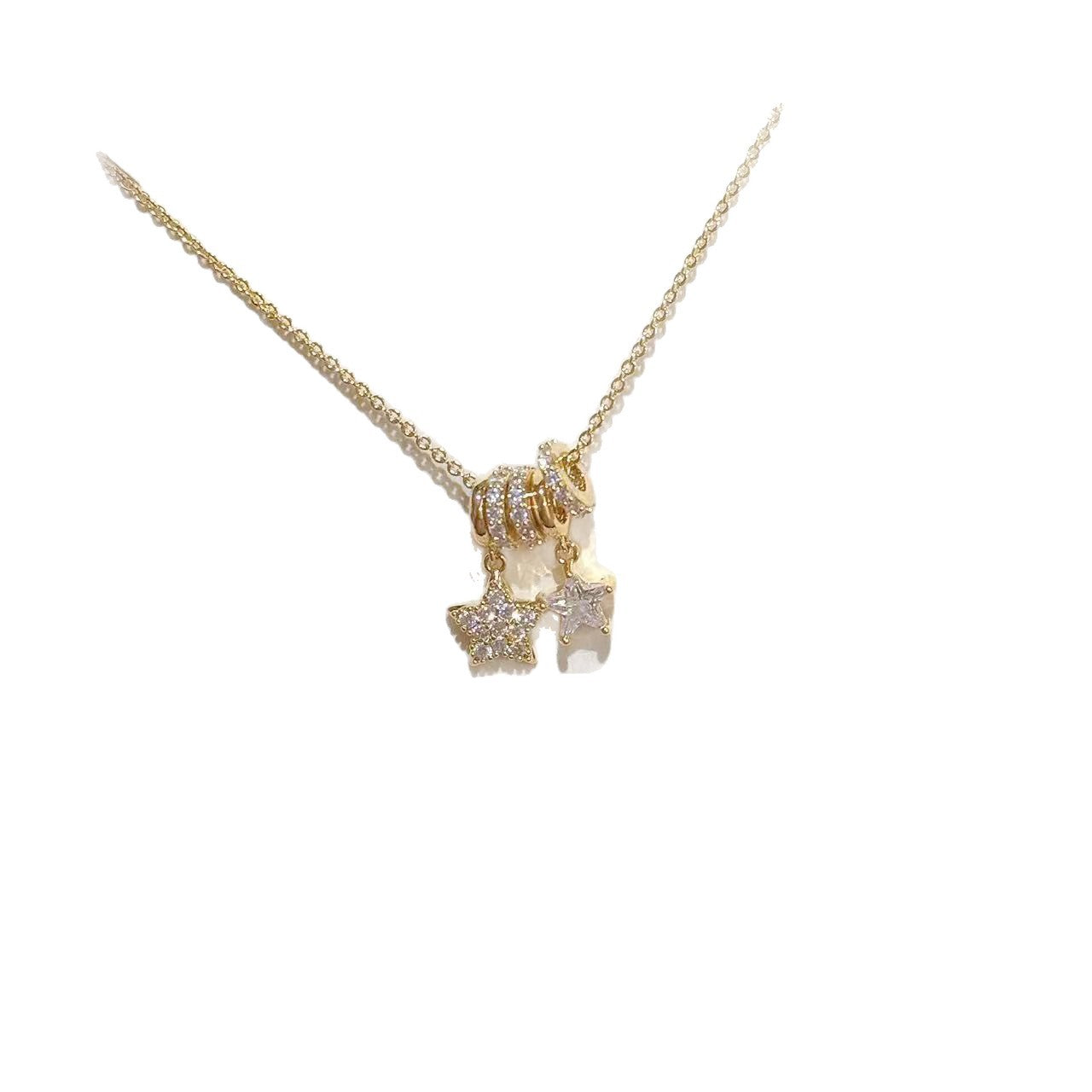 Double Lucky Star Clavicle Necklace, High-End Fashion All-Match Women Necklace for Valentine Gift