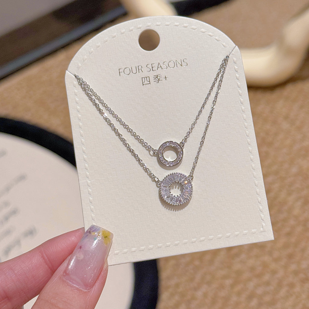 Double Layer Round Necklace, Minimalist Luxury Daily Jewelry