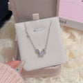 Shiny Sugar Cube Pendant Necklace, Elegant Gentle Luxury Daily Clavicle Chain