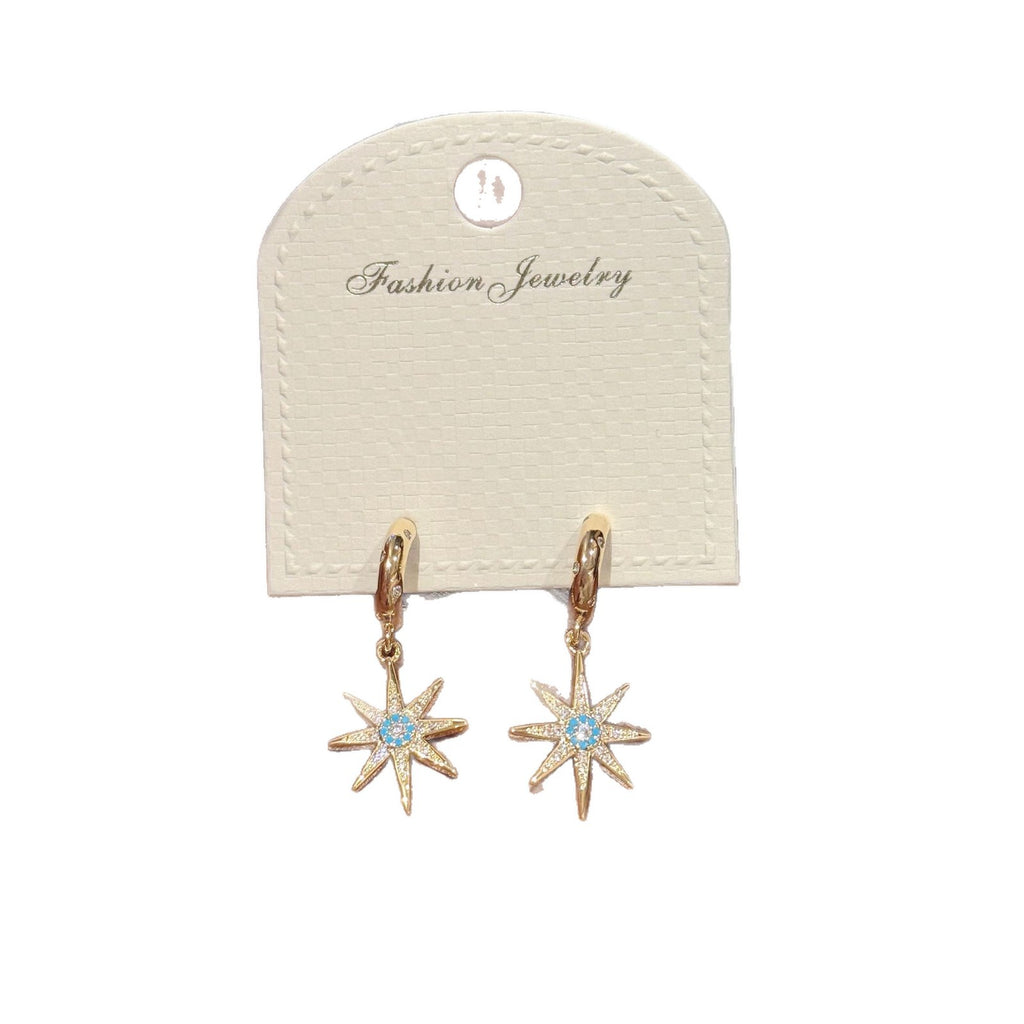 Cold Style Eight Pointed Star Dangle Earrings Luxury Women Jewelry