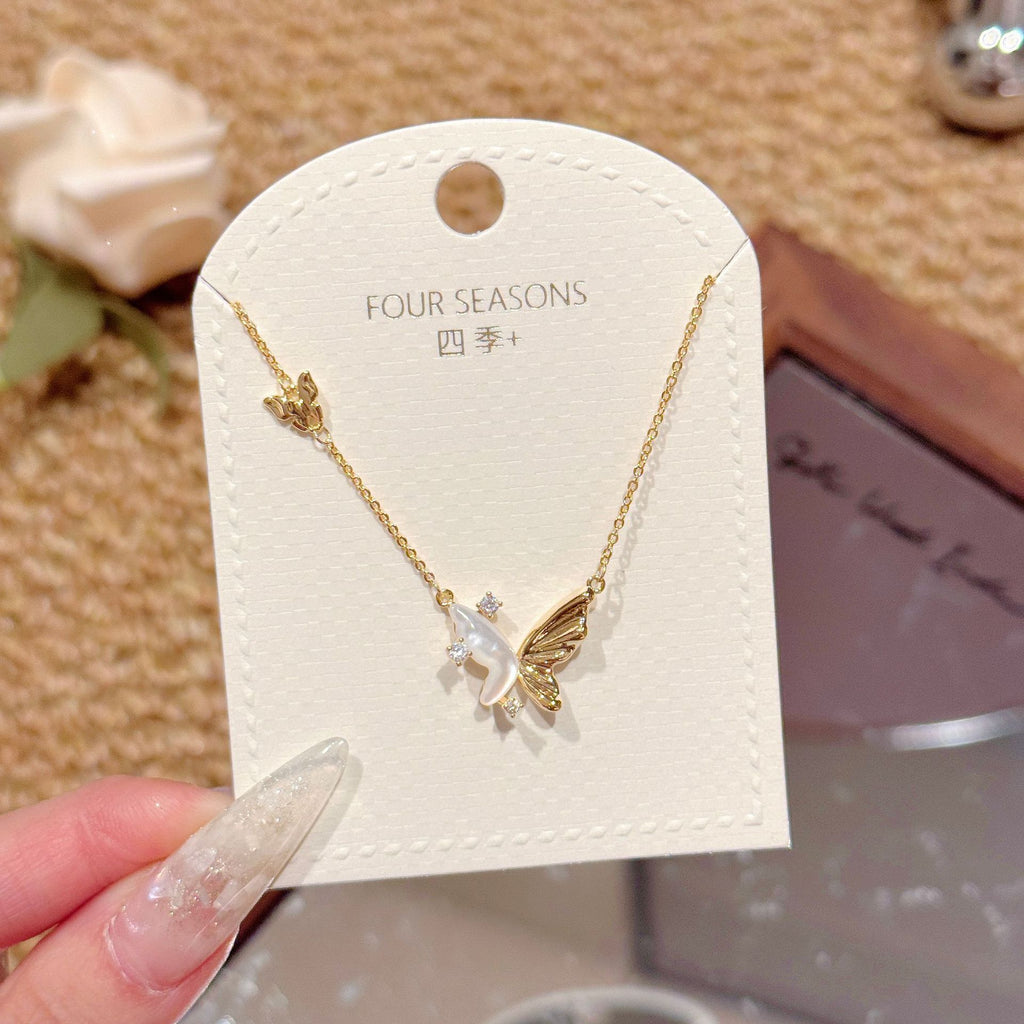 Butterfly Clavicle Necklace, Luxury Niche Pendant Necklace, Exquisite Fresh Sweet Minimalist Jewelry for Women Daily Wear