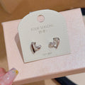 S925 Sterling Silver Minimal Heart Studs Luxury Sweet Daily Women Earrings