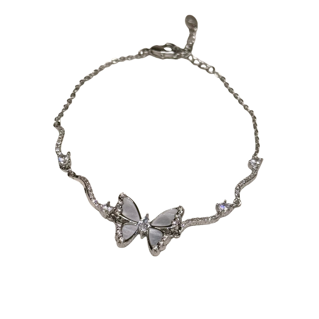 Shiny Butterfly Bracelet, Korean Style Luxury Delicate Wrist Jewelry, Minimalist Elegant Temperament Fashion Bracelet
