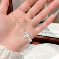 Luxury Heart & Cross Cubic Zirconia Necklace, Dainty Elegant All-Match Stackable Choker Jewelry