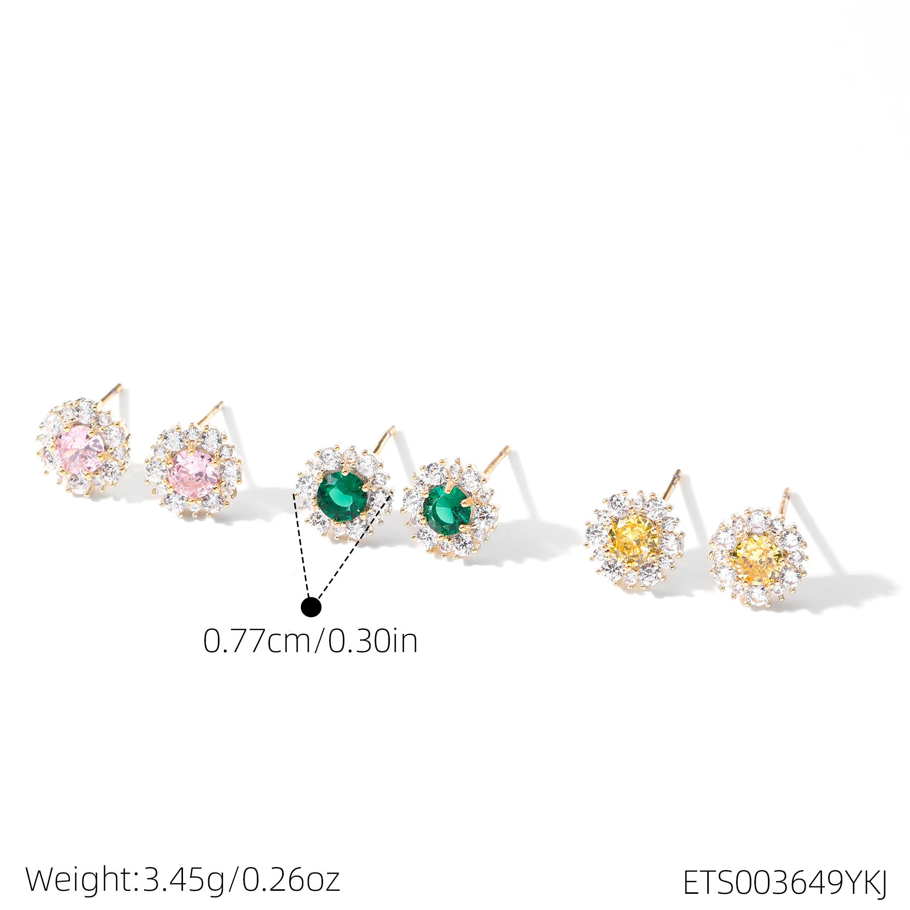 Women 3 Pairs Bling Bling Crystal Ear Studs Colorful Simple Style Silver Needle Ear Piercing Accessories Ear Healing Earrings Set