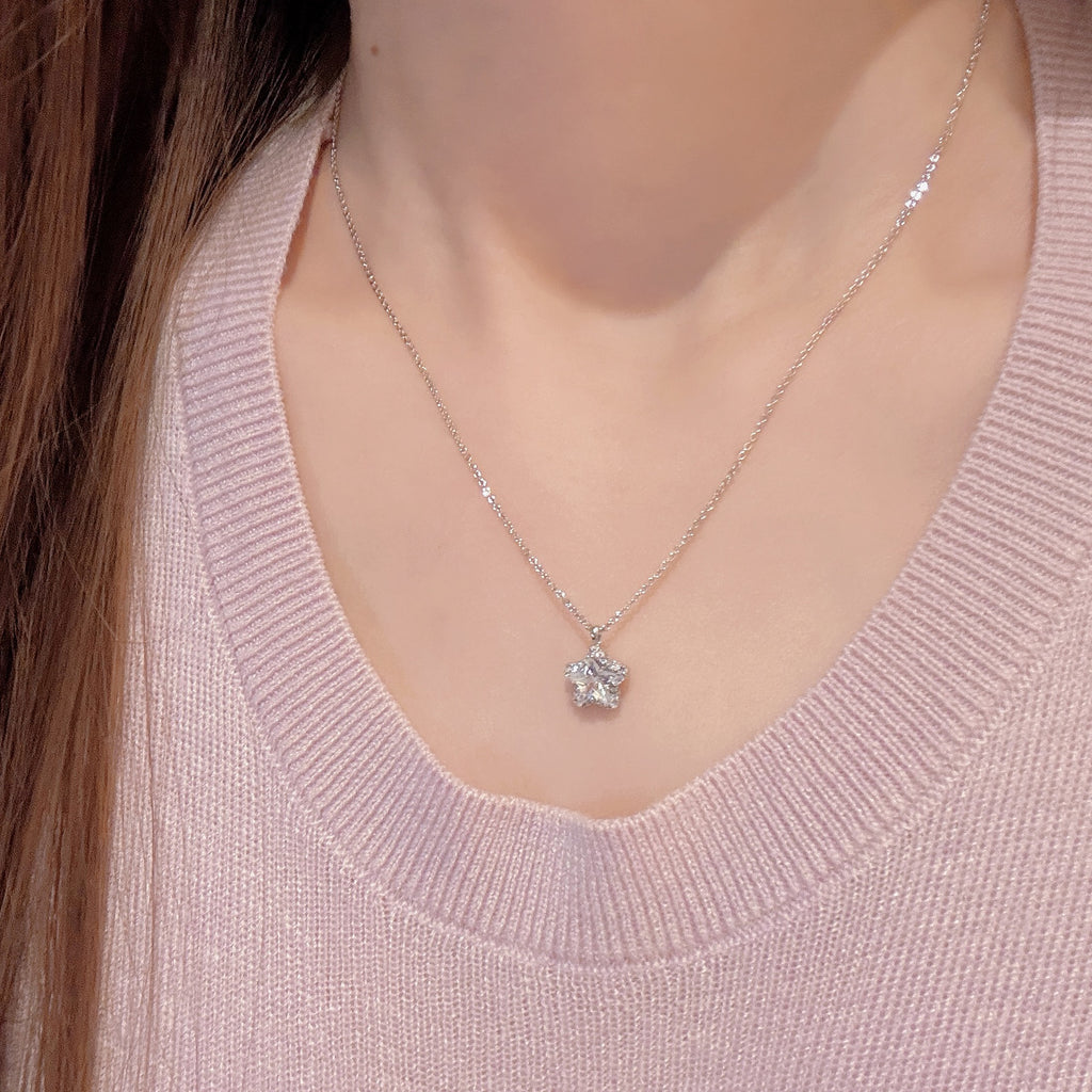 Shining Star Pendant Necklace Dainty Luxury Clavicle Chain Elegant Minimalist Daily Jewelry Gift for Women