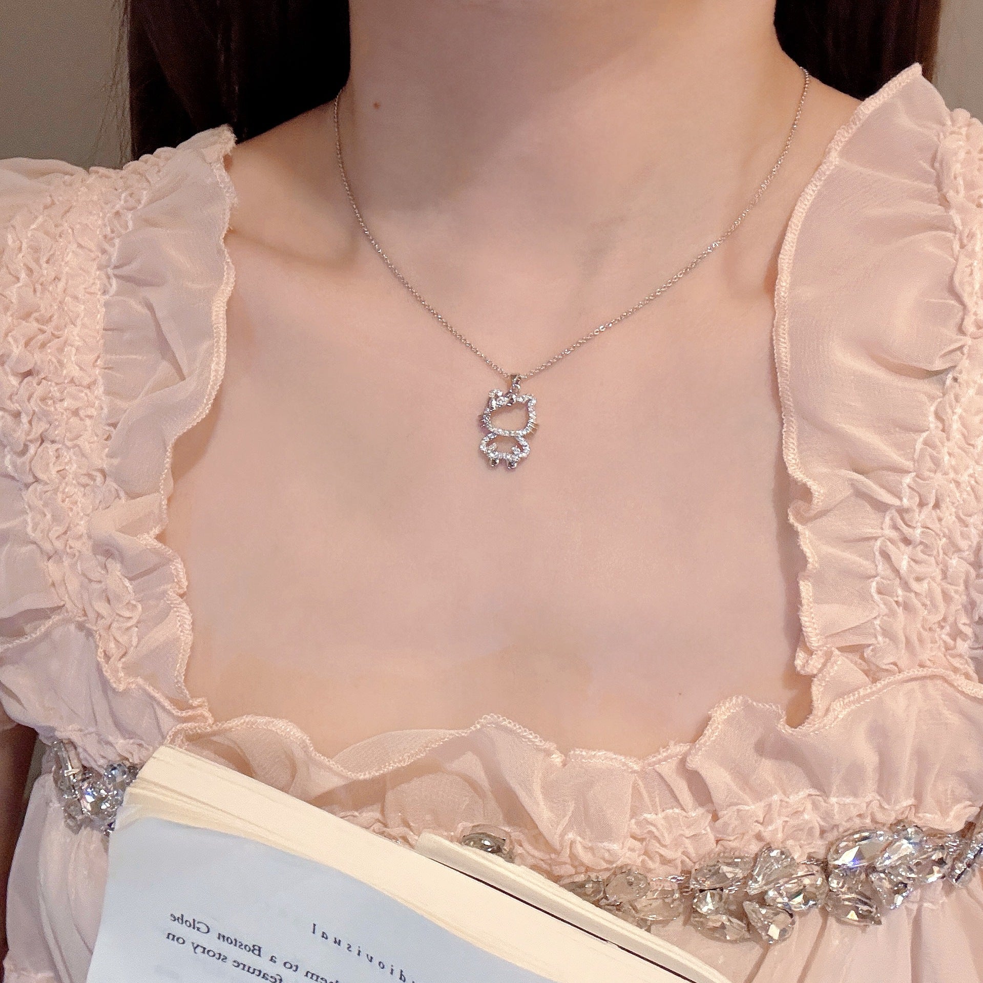 Lovely Cat Pendant Necklace, Sweet Elegant Daily Fashion Neck Jewelry