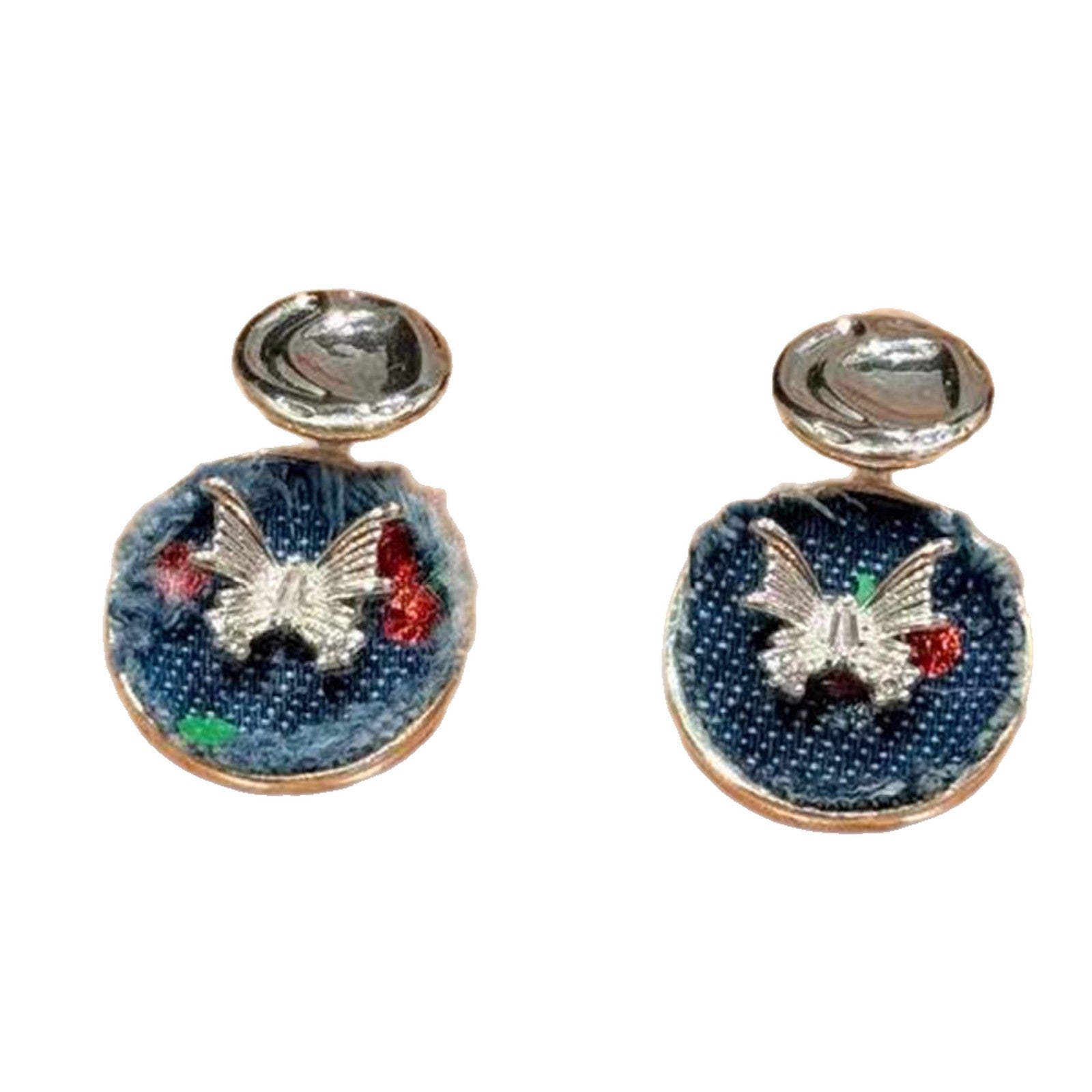 Autumn Winter Fashion Accessories Denim Bow Earrings Star Moon Earrings, Exquisite High-end Versatile Earrings & Matching Necklace Jewelry Set for Women