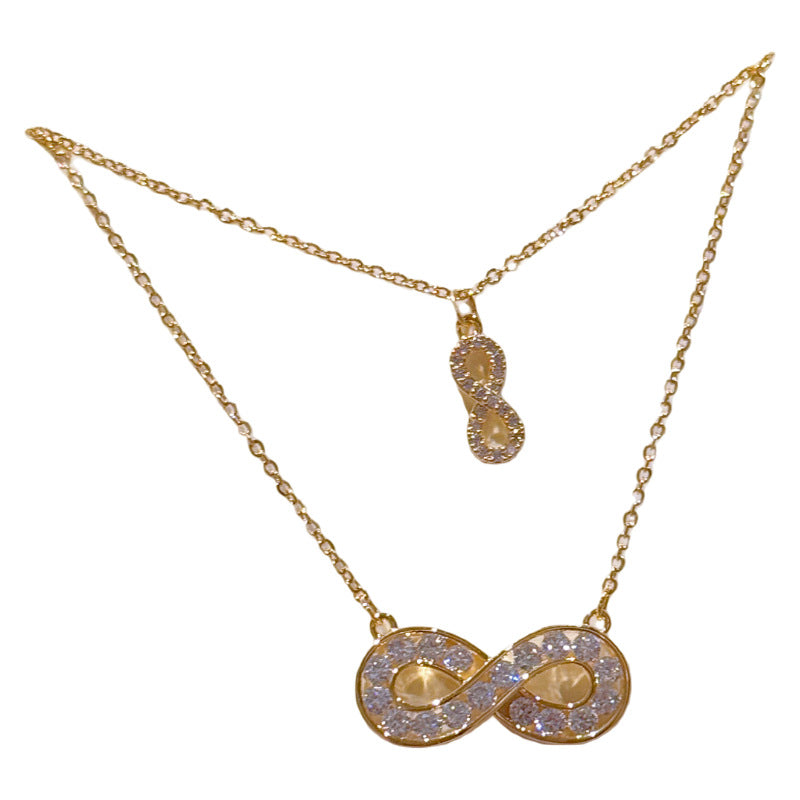 Double Infinity Pendant Necklace, Simple Luxury Temperament Daily Neck Jewelry