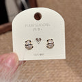 Panda Zircon Stud Earrings, Luxury Cute Silver Needle Earrings, Fashion Niche Versatile Animal Ear Jewelry
