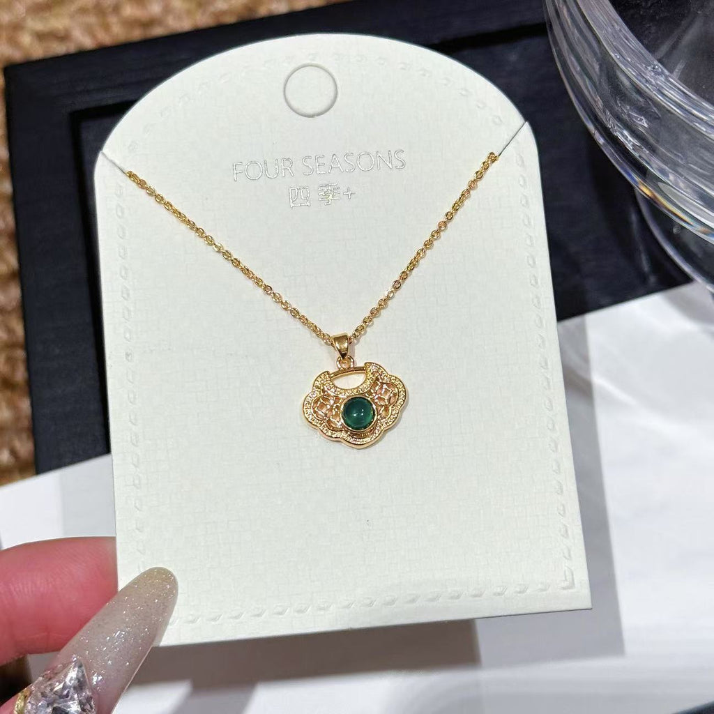 Golden Shovel Sand Gold Necklace, Non-fading Chinese Style Daily Neck Chain