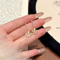 Vintage French Cat Eye Flower S925 Stud Earrings Luxury Elegant Daily Ear Accessory
