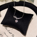 French Style Heart Clavicle Necklace, Sparkling Zircon Pendant, Minimalist Luxury Niche Fashion Jewelry