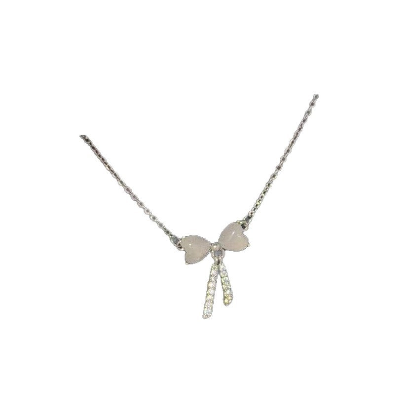 Elegant Bow Pearl Clavicle Necklace Luxury Korean Style Ladies Pendant Chain