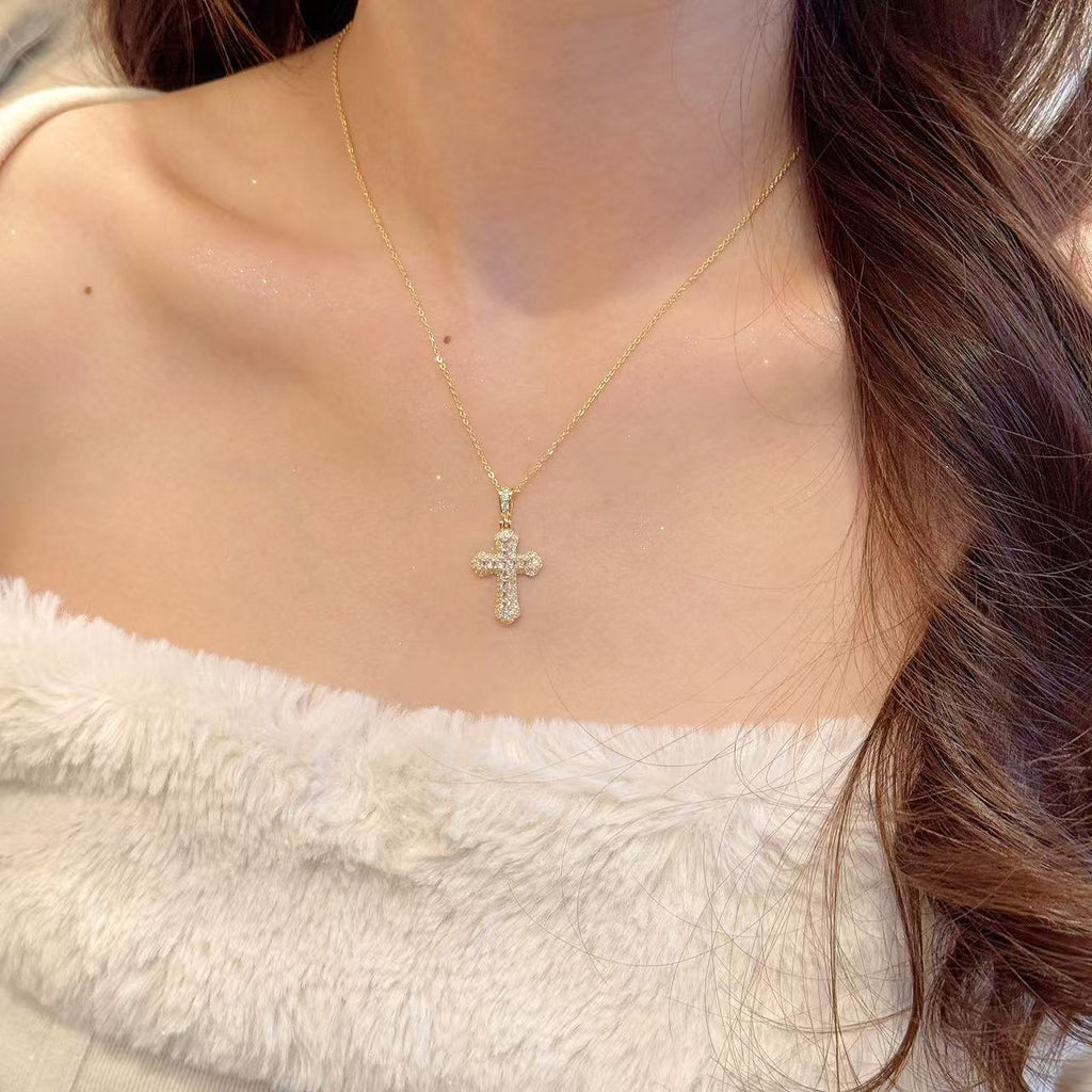 Trendy Cross Zircon Clavicle Chain, Minimalist Niche High-end Luxury All-match Fashion Necklace