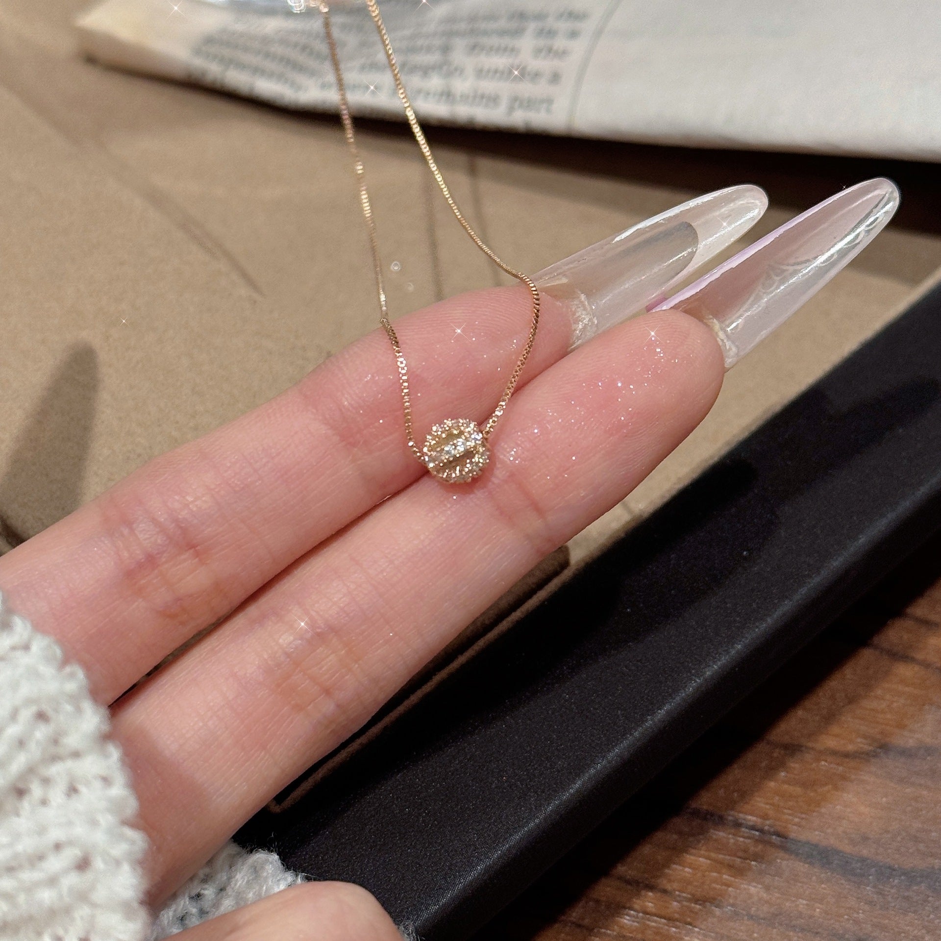 Minimal Round Ball Collarbone Necklace Luxury Women Daily Neck Jewelry