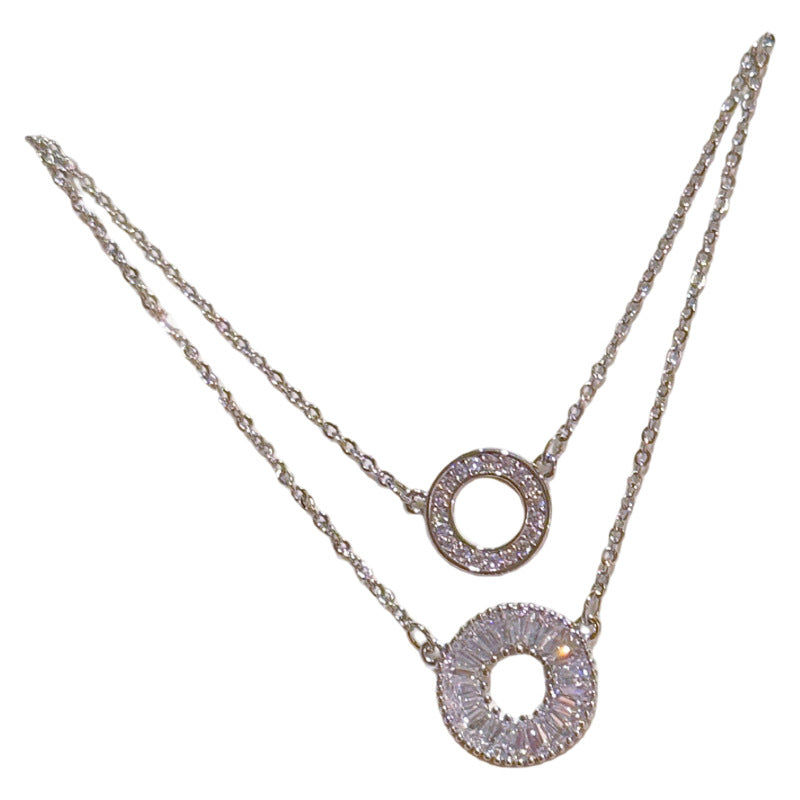 Double Layer Round Necklace, Minimalist Luxury Daily Jewelry
