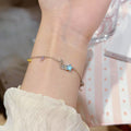 Original Design Aquamarine Meteor Necklace, Preppy Style Clavicle Chain, Luxury Elegant 925 Silver Jewelry