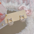 Quiet Luxury Bow & Pearl Mini Handbag Stud Earrings, Niche Elegant Chanel Style All-Match Dainty Women Fine Ear Jewelry