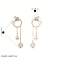 Cute Cat Dangle Earrings with Sparkling Cubic Zirconia, S925 Sterling Silver Stud Posts, Dainty Elegant All-Match Daily Commute Drop Ear Jewelry