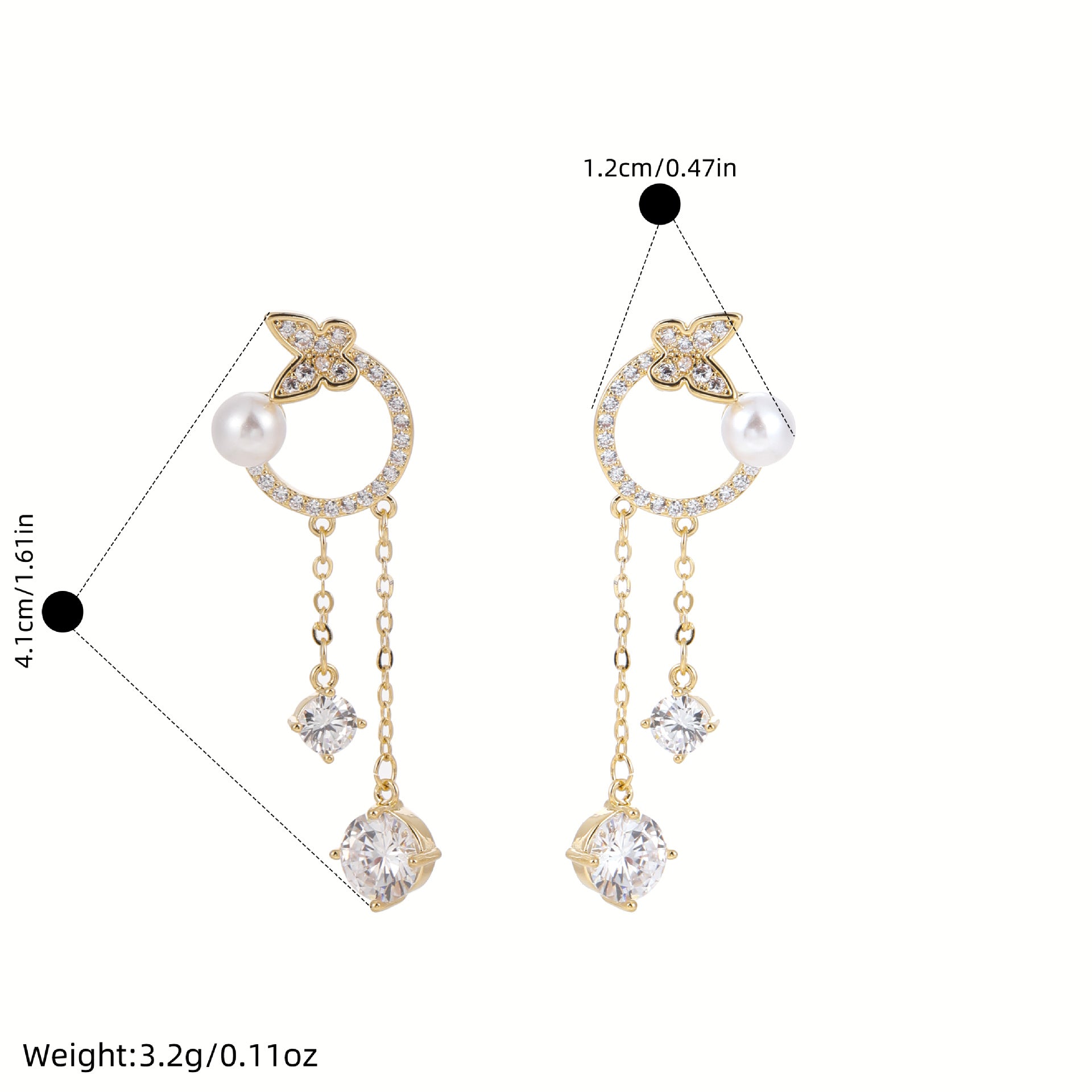 Cute Cat Dangle Earrings with Sparkling Cubic Zirconia, S925 Sterling Silver Stud Posts, Dainty Elegant All-Match Daily Commute Drop Ear Jewelry