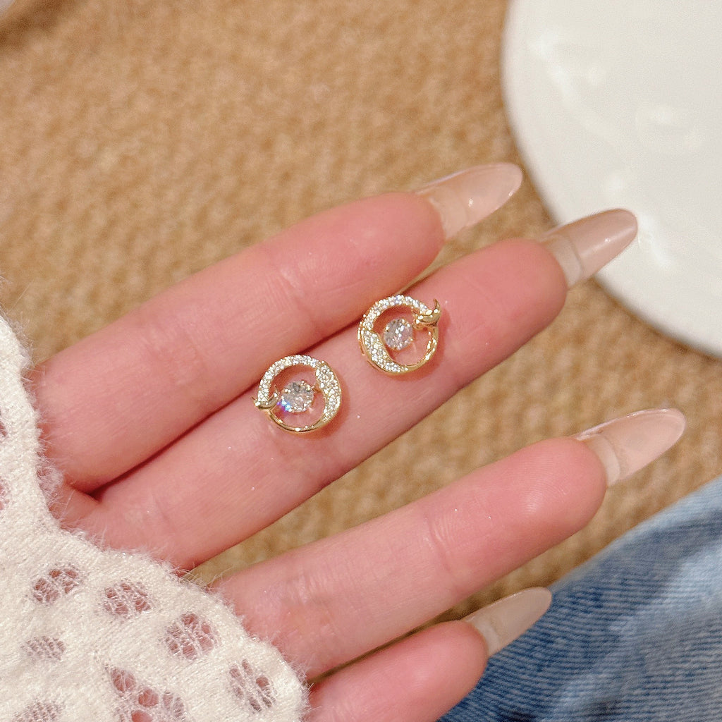 Cool Fresh Style Full Paved Cubic Zirconia Fish Tail Drop Earrings, Dainty Luxury Elegant All-Match Daily Ear Jewelry for Women