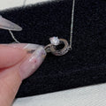 Double Interlocked Ring Pendant Necklace, Elegant Luxury Women Daily Fashion Necklace