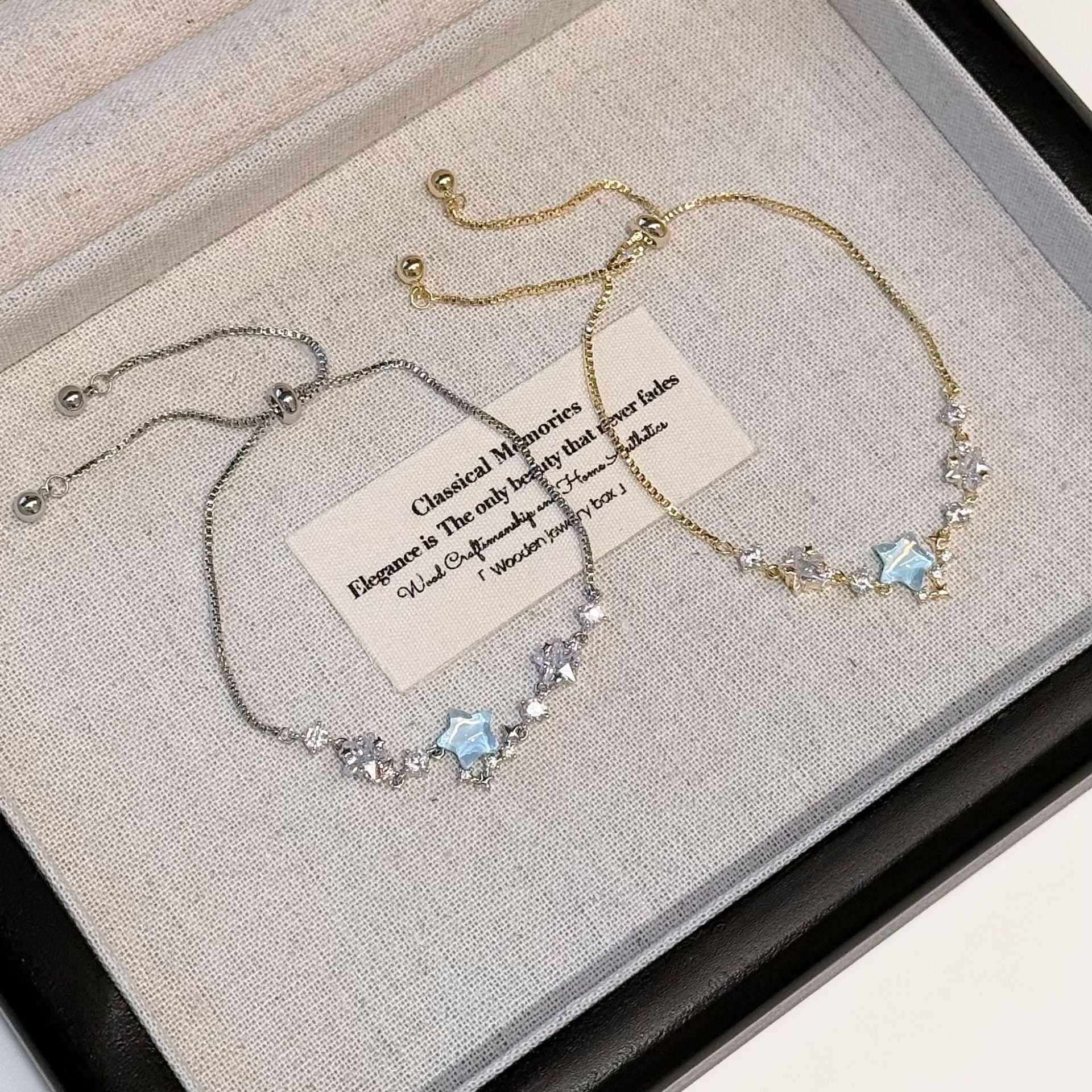 Aquamarine Beaded Bracelet, Luxury Versatile Niche Wrist Jewelry, Star Design Fashion Bracelet Trendy Japanese Korean Style for Women