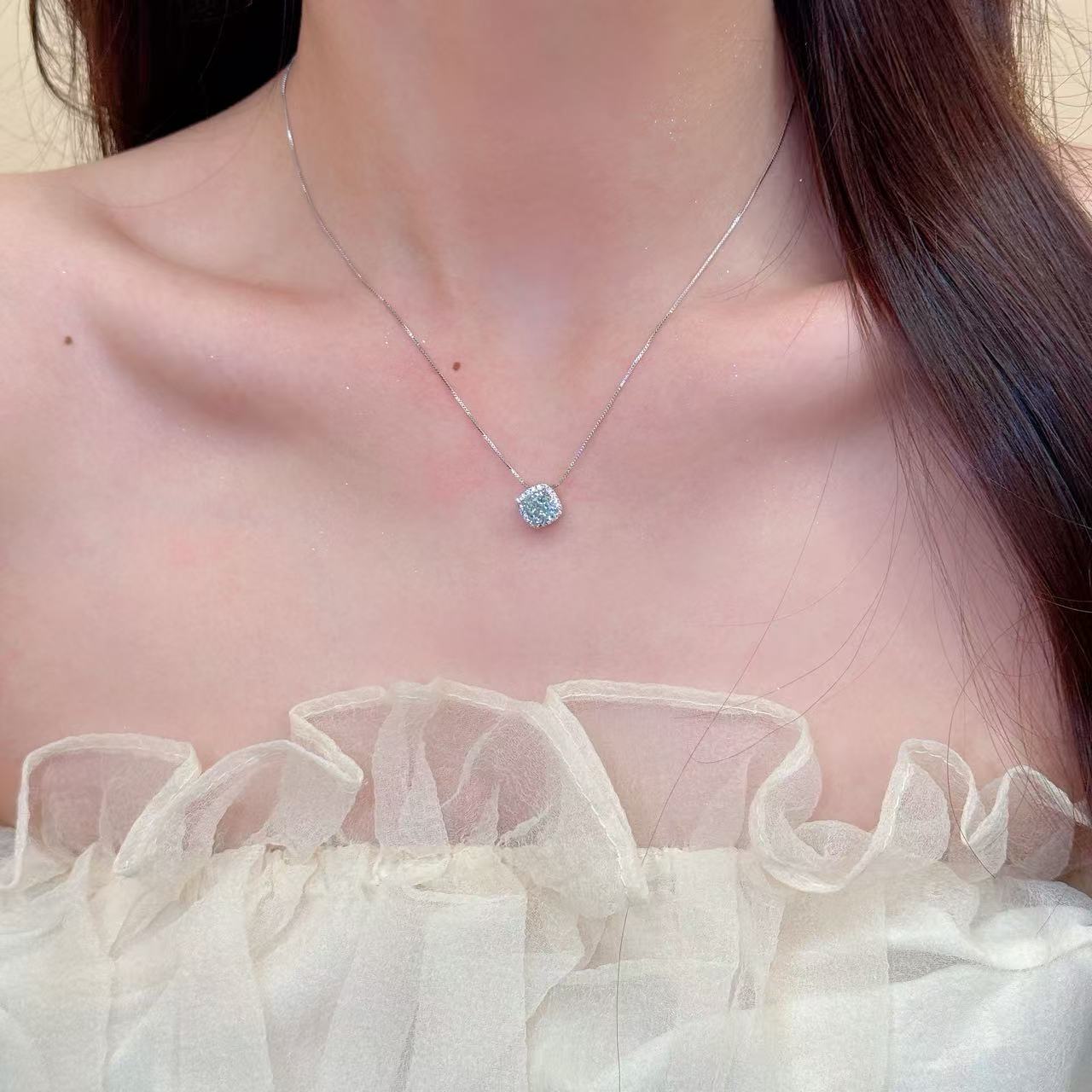 Brilliant Ice Flower Cut Necklace, Dazzling Zircon Chain, Premium Elegant Daily Women Accessories