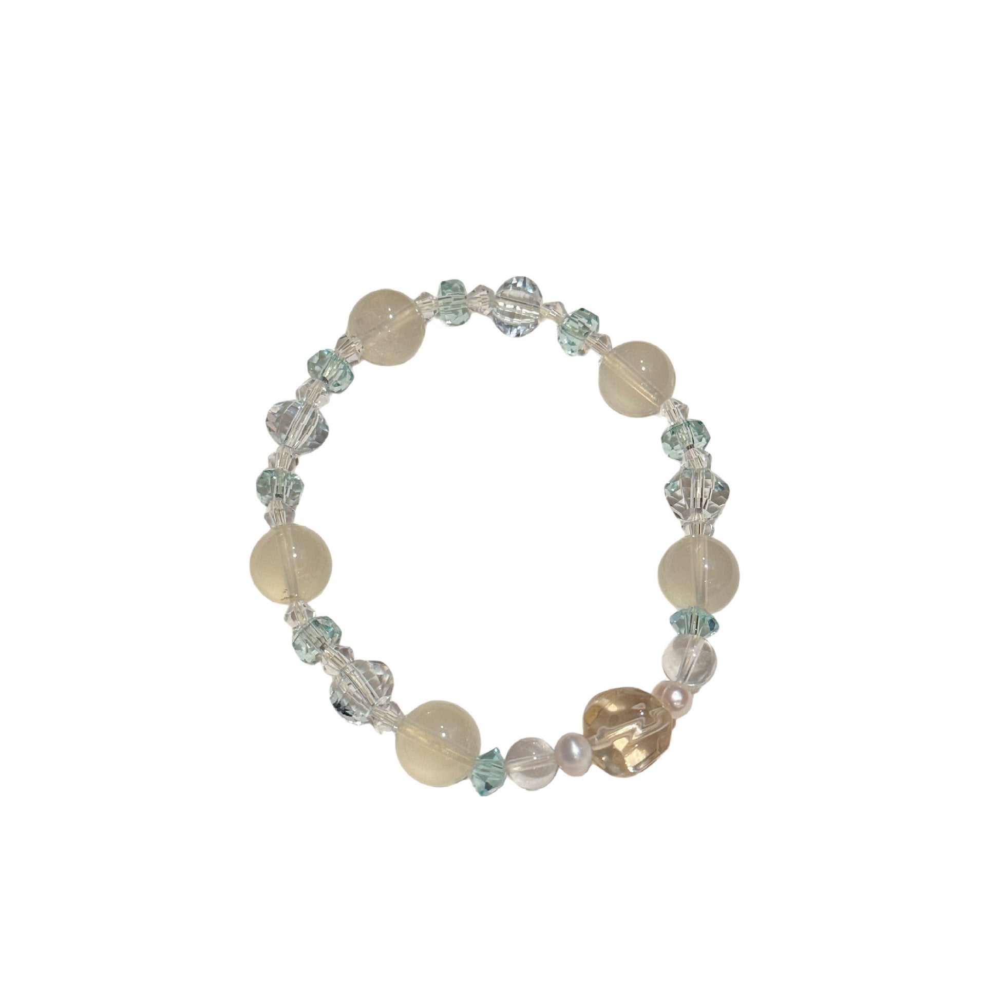 Mint Bubbly Citrine Beaded Bracelet, Fresh Sweet Luxury Minimalist Dainty Elegant Women Jewelry