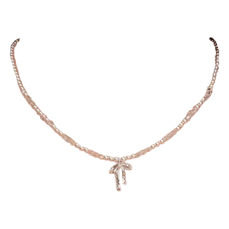 Bow Pearl Necklace, Luxury Niche Sweet Elegant Clavicle Chain, Exquisite Versatile Women Pendant