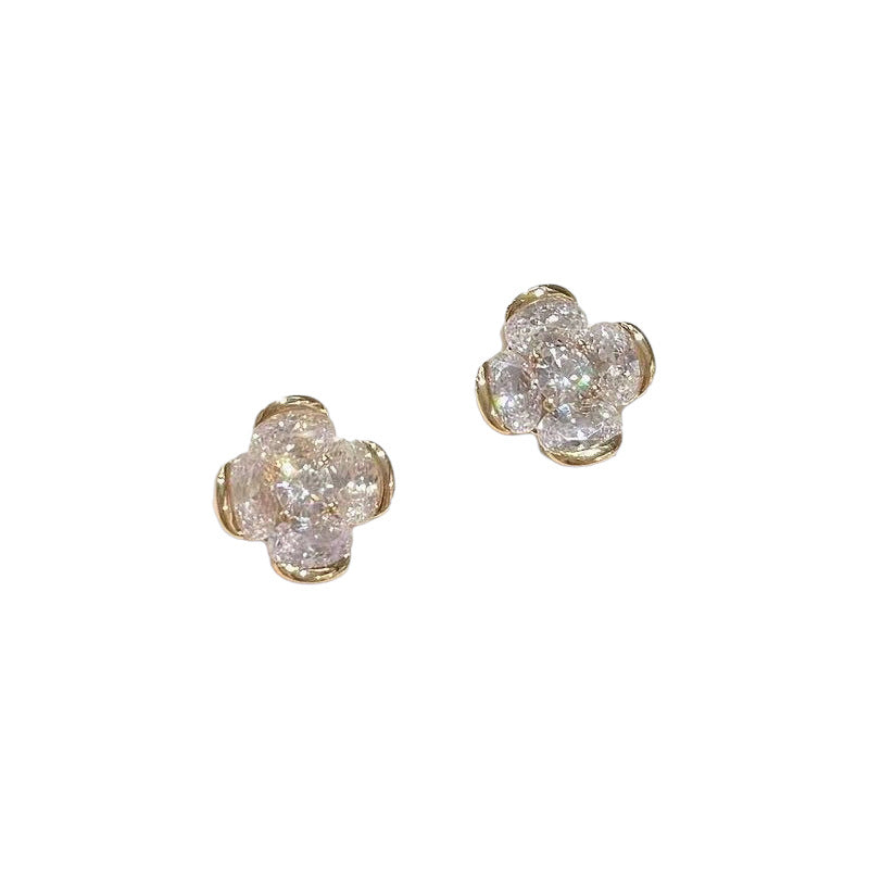 Sparkle Flower Luxury Stud Earrings Elegant Women Fashion Earring