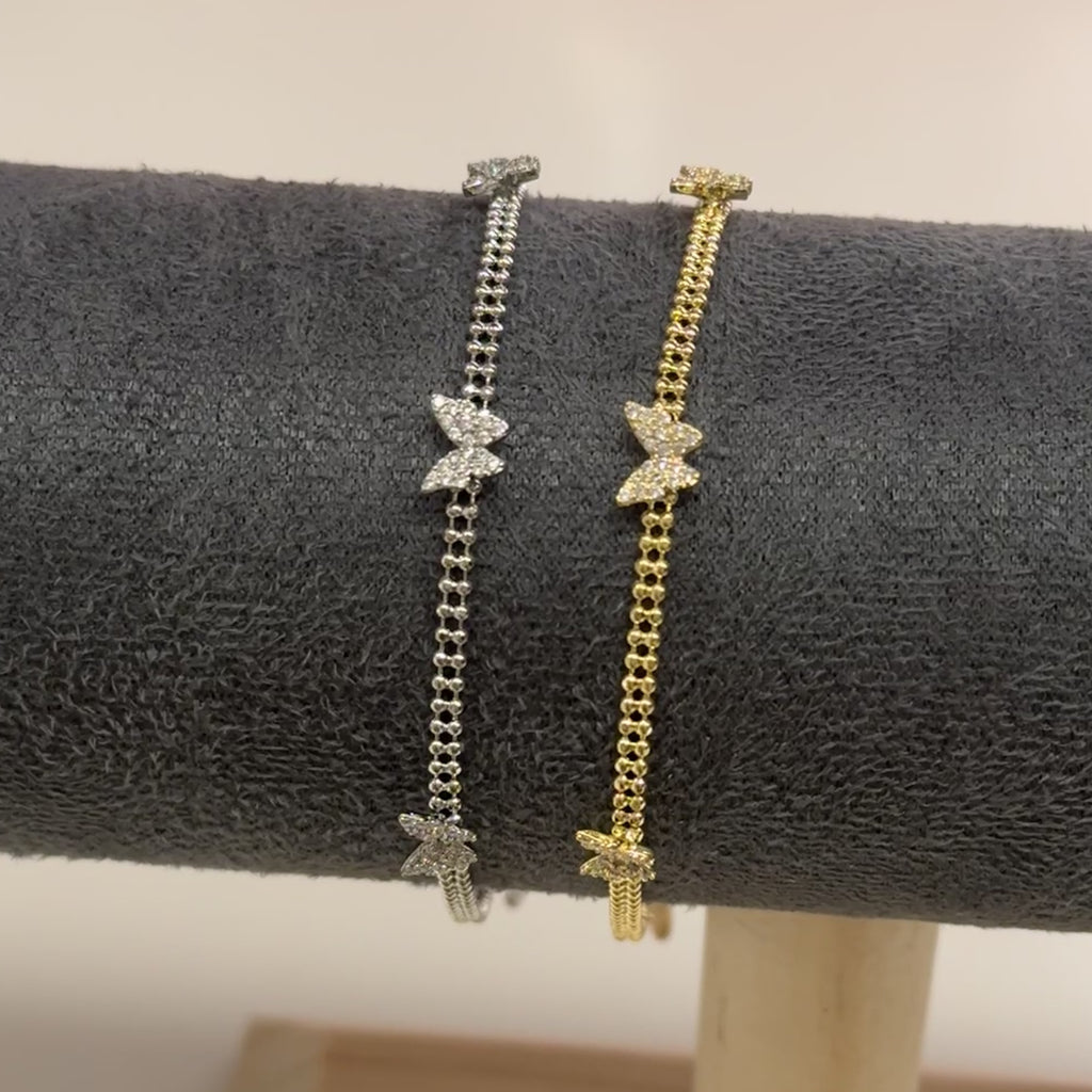 Heart & Bow Fashion Bracelet, Luxury Sweet Daily Women Hand Jewelry