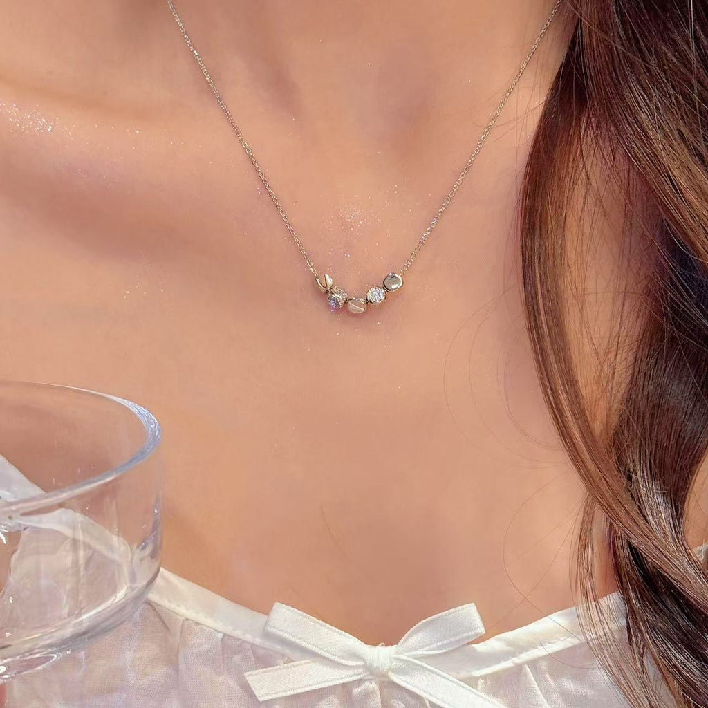 Luxury Shards Silver Cube Clavicle Necklace Elegant Daily Women Accessory